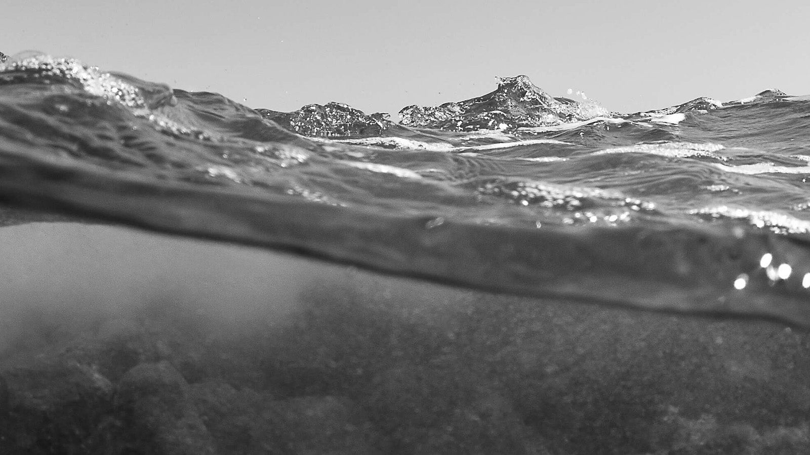 Close-up of ocean waves half under water